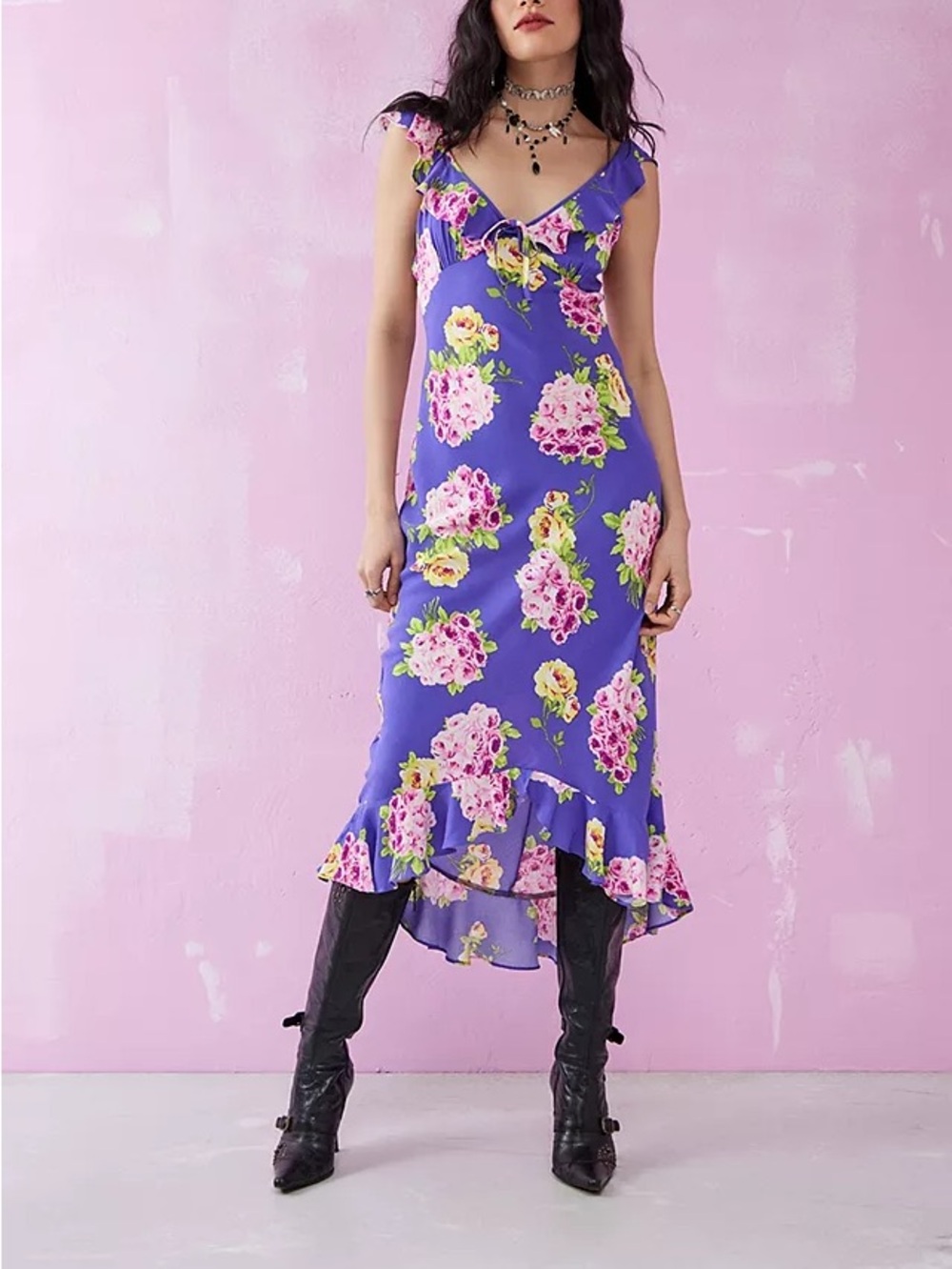 NWT Betsey Johnson Purple Floral Danielle Midi Dress Sz 8